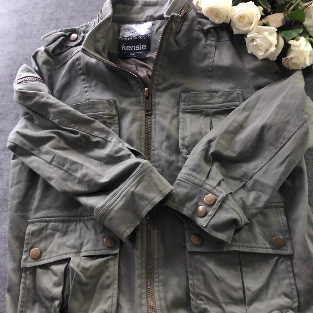 Kensie olive green military jacket